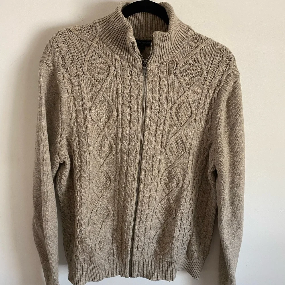 Banana Republic Men's Tan Zip-Up Sweater‎ Grandpacore Fisherman Preppy